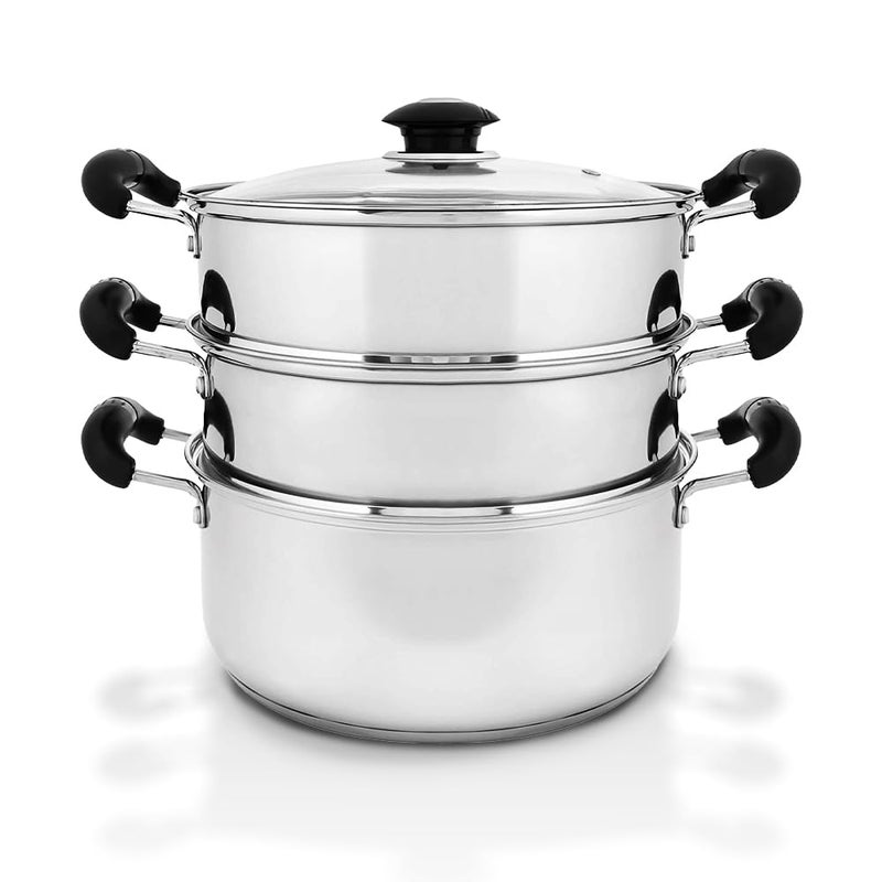 Concord Cookware كونكورد 10" وعاء بخاري من الفولاذ المقاوم للصدأ 3 طبقات 24 سم (متوافق مع الحث) - Image 1